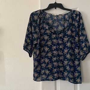 Fun 2 Fun Navy Floral Blouse